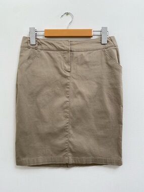 Mango Women's Khaki Pencil Skirt